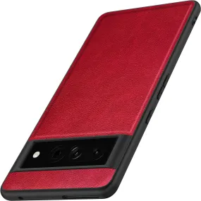 Google Pixel 7 Pro 5G Case, Premium Leather Soft Cover (6.7") Red