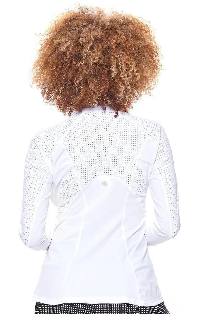 Grace 1/2 Zip Long Sleeve Top Cloud White