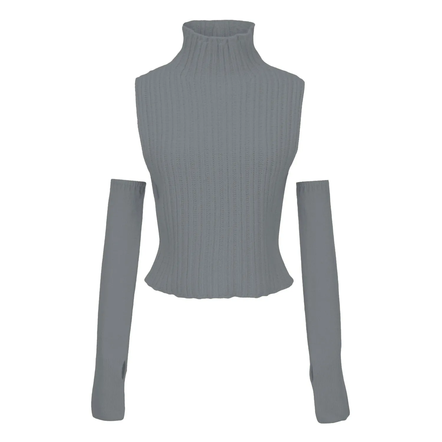 Graduation Gifts  Y2k Knitted Turtleneck Sweater Vest with Long Sleeve Solid Indie Vintage Crop Tops Fall Winter Clothes Women C88-DZ20