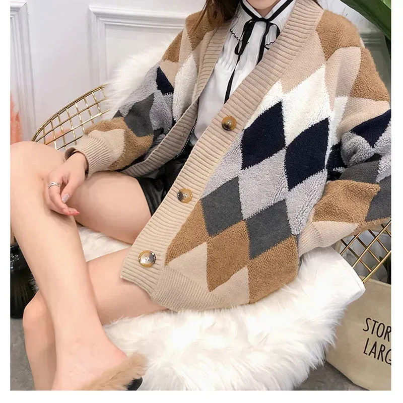 HELIAR Autumn Women Knitted Buttons Up Cardigan Sweaters Casual Loose Cardigan Sweaters Coat Warm Clothes Women Winter 2024