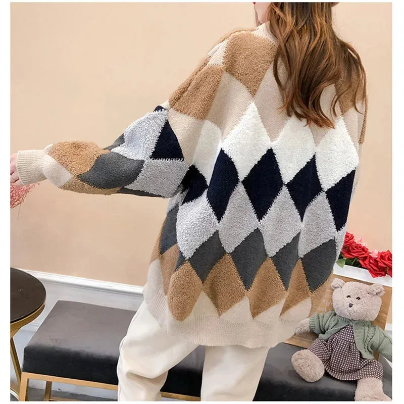 HELIAR Autumn Women Knitted Buttons Up Cardigan Sweaters Casual Loose Cardigan Sweaters Coat Warm Clothes Women Winter 2024