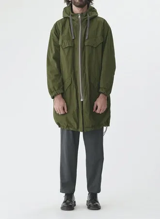 High Density Twill Reversible Hooded Coat | Olive