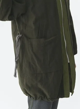 High Density Twill Reversible Hooded Coat | Olive