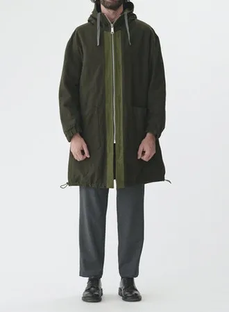 High Density Twill Reversible Hooded Coat | Olive