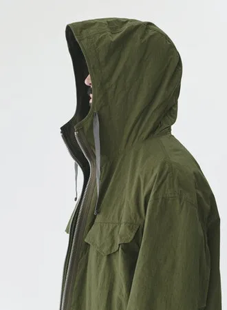 High Density Twill Reversible Hooded Coat | Olive