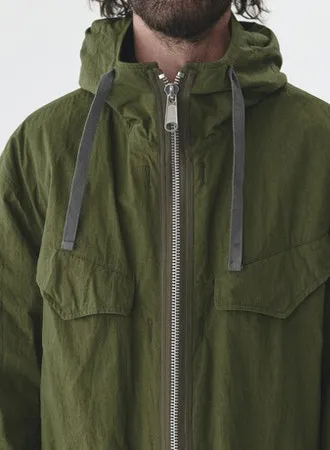 High Density Twill Reversible Hooded Coat | Olive