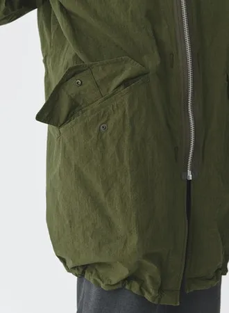 High Density Twill Reversible Hooded Coat | Olive