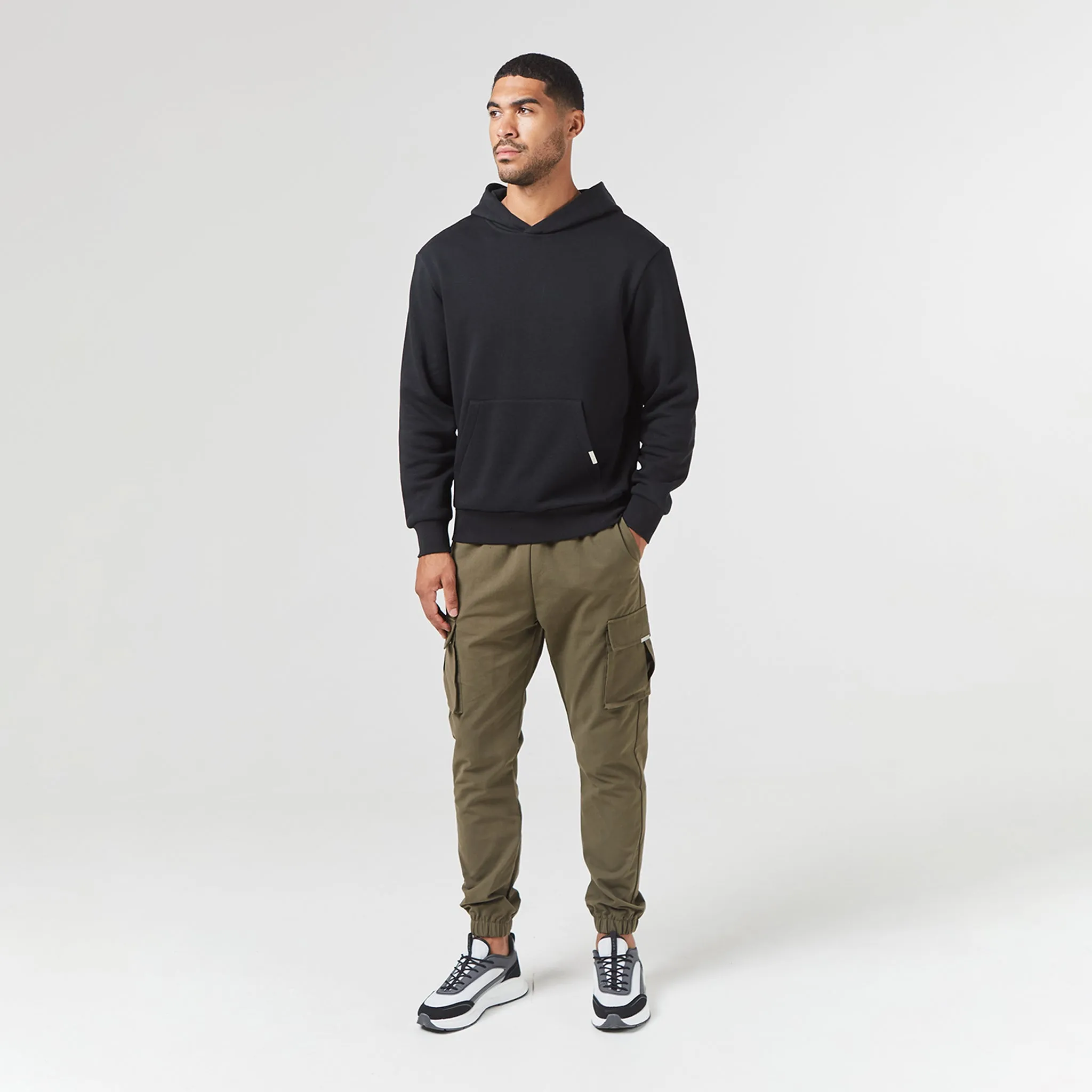 Hoodie & Cargo Pant Set | Black Khaki