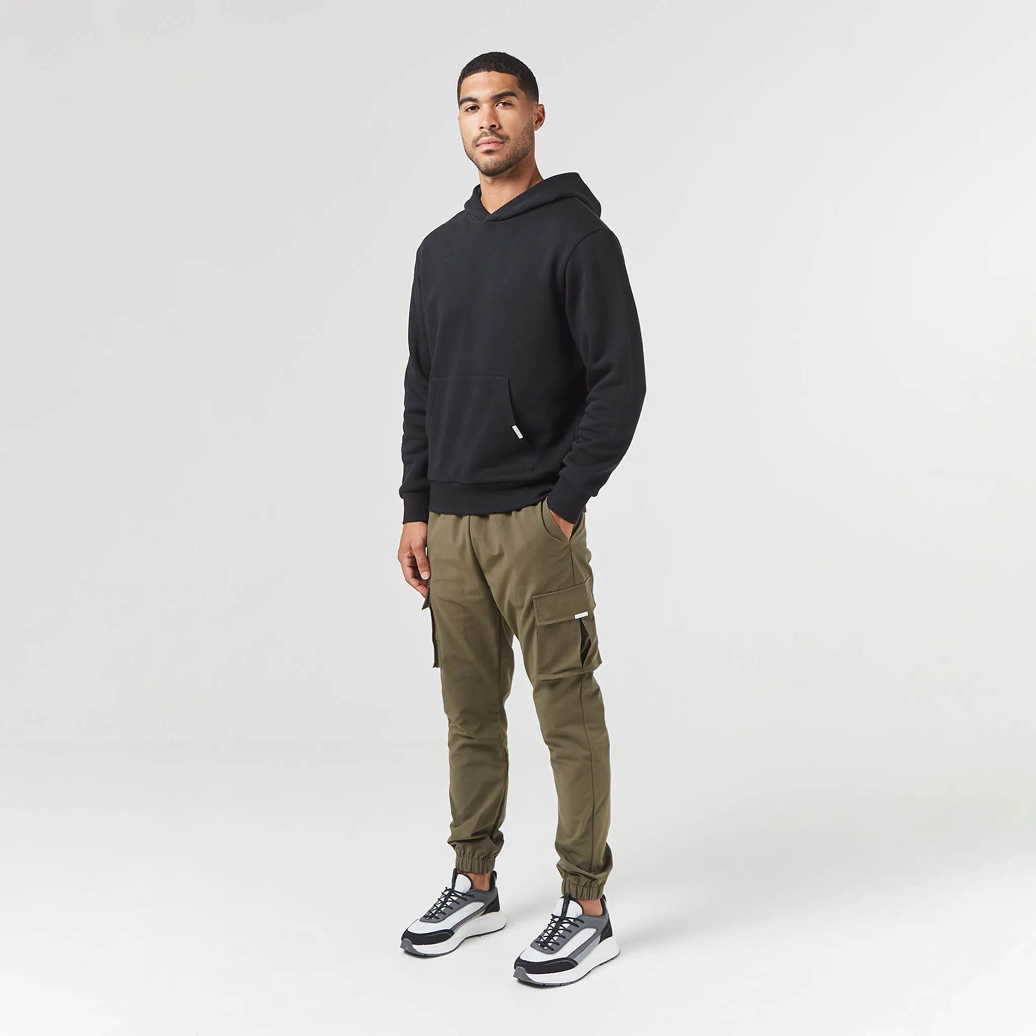 Hoodie & Cargo Pant Set | Black Khaki