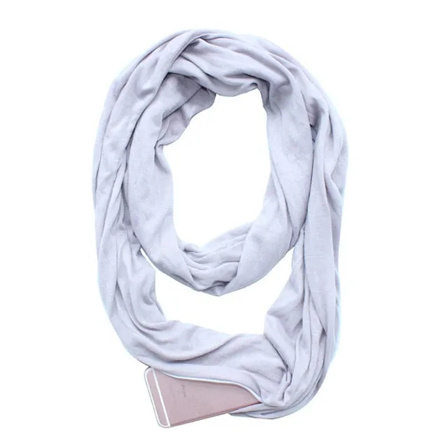 Infinity Scarf with Zippered Pocket Dacron Cloth 12 Colors & Patterns