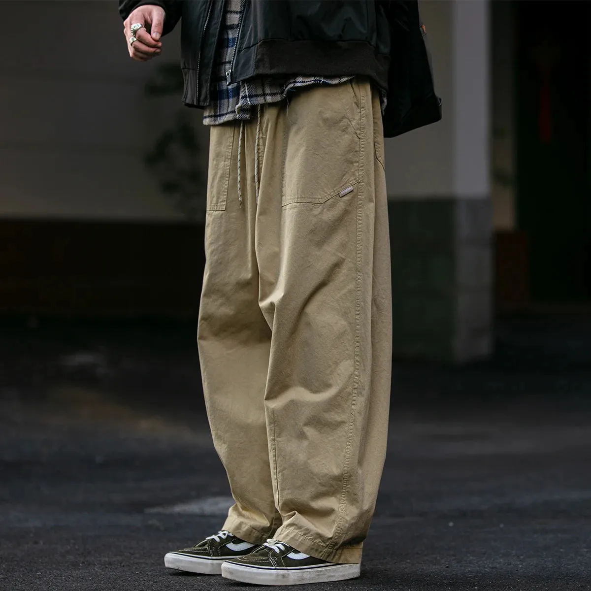 Japanese Streetwear Straight Pants - Casual Cargo Pants for Men