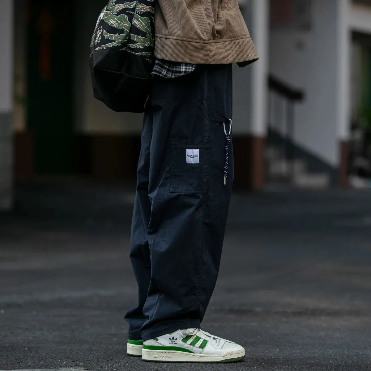 Japanese Streetwear Straight Pants - Casual Cargo Pants for Men