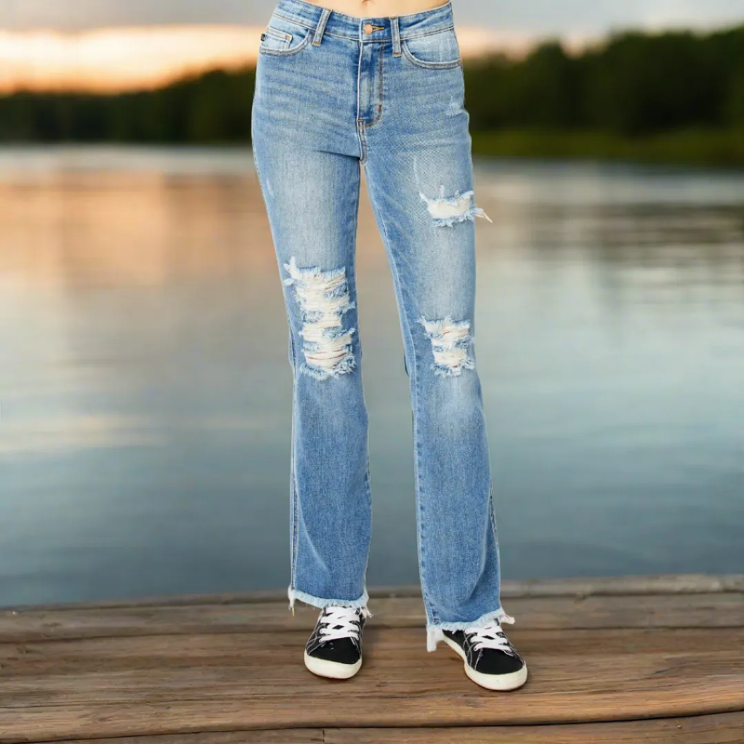 Judy Blue High Waist Destroy Fray Hem Bootcut