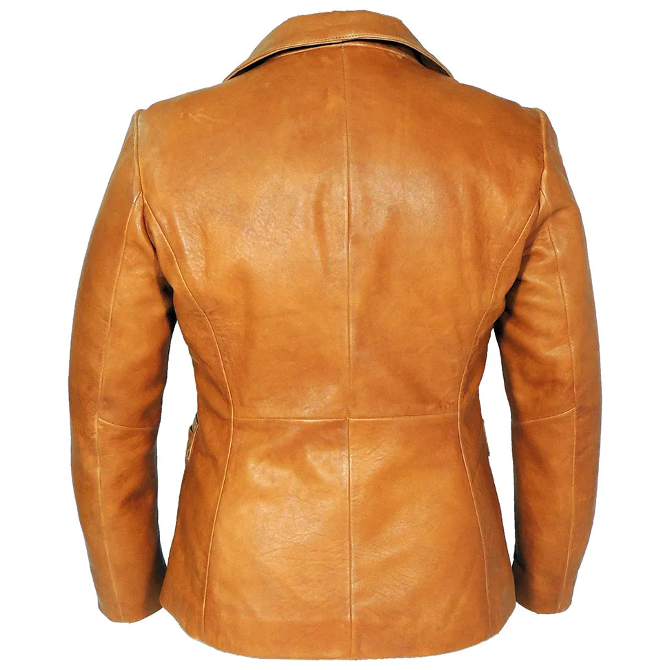 Karma Womens Caramel Tan Leather Blazer