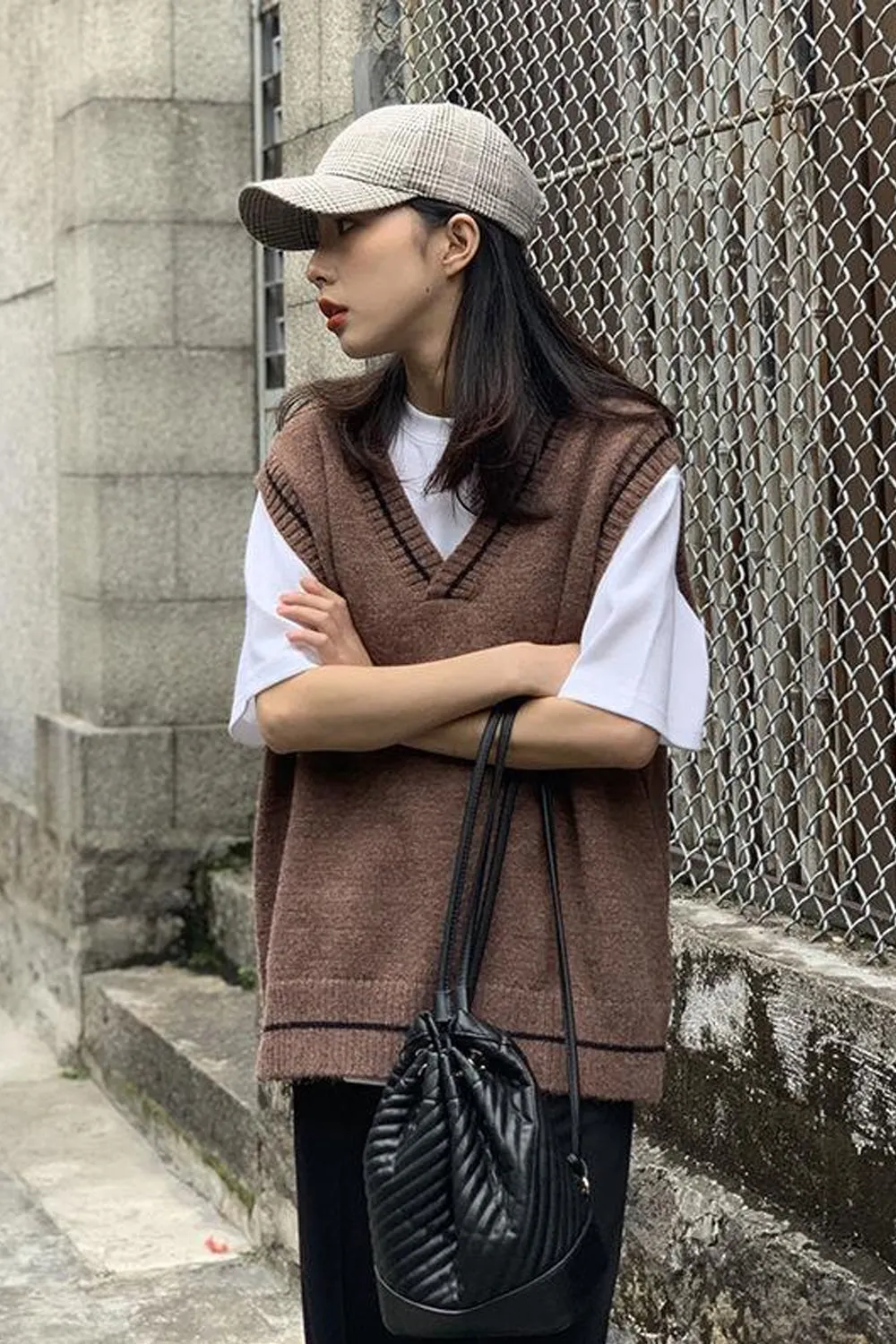 KittenAlarm - Simple Retro Colors Knitted Vest Sweater