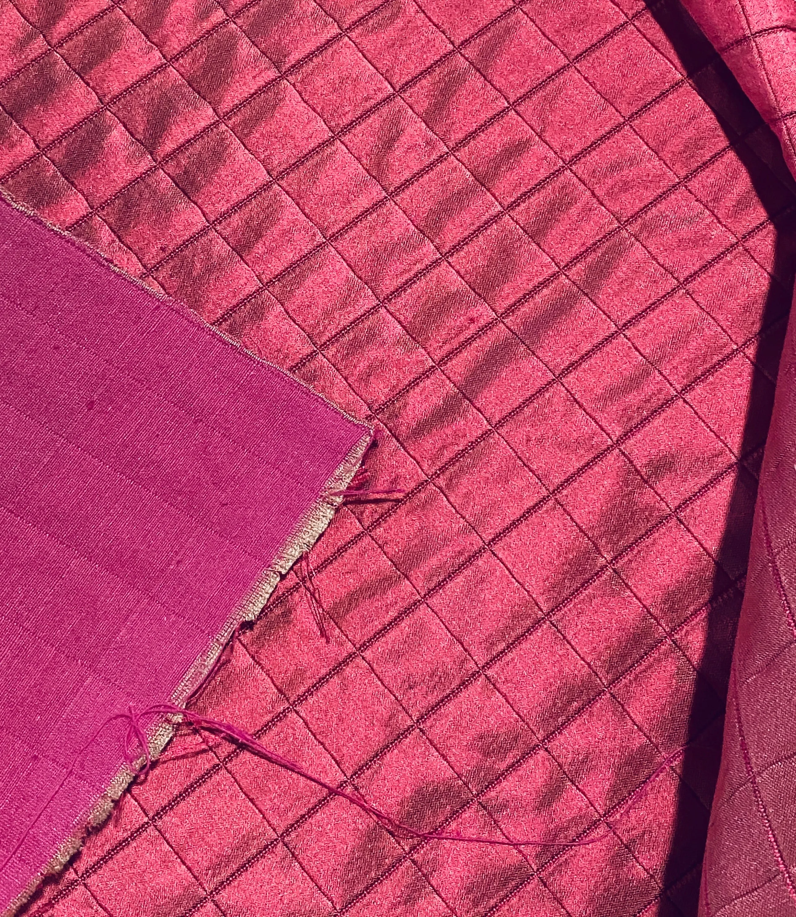 Lady Celestine 100% Silk Quilted Taffeta Fabric with Cotton Backing in Raspberry Pink SB_4_1