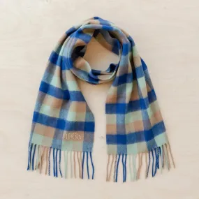 Lambswool Kids Scarf - Blue Multi Gingham