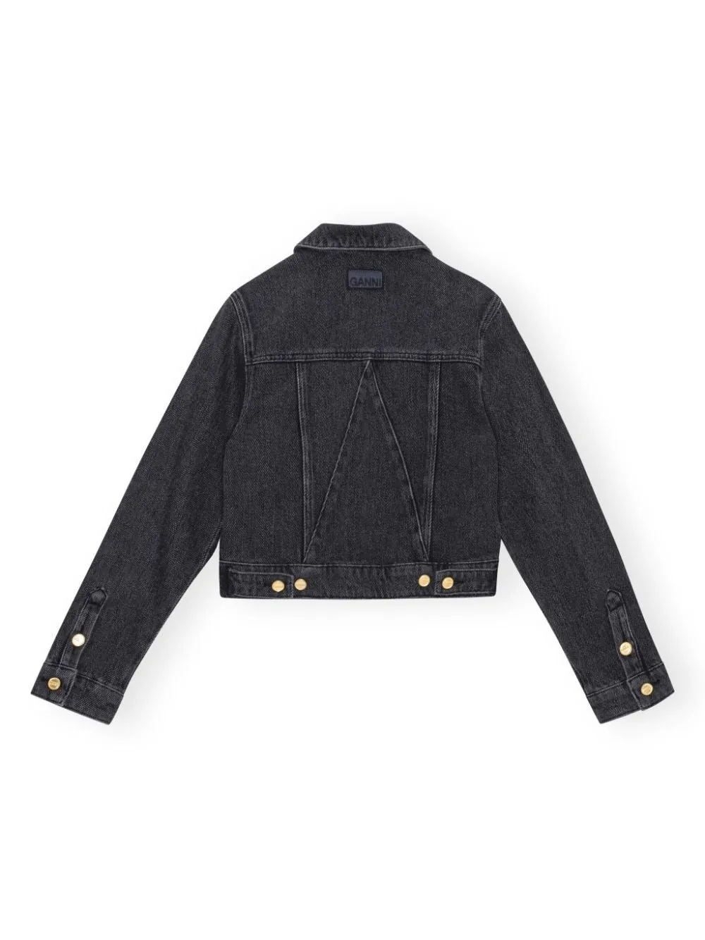 LOGO-APPLIQUE CROPPED DENIM JACKET