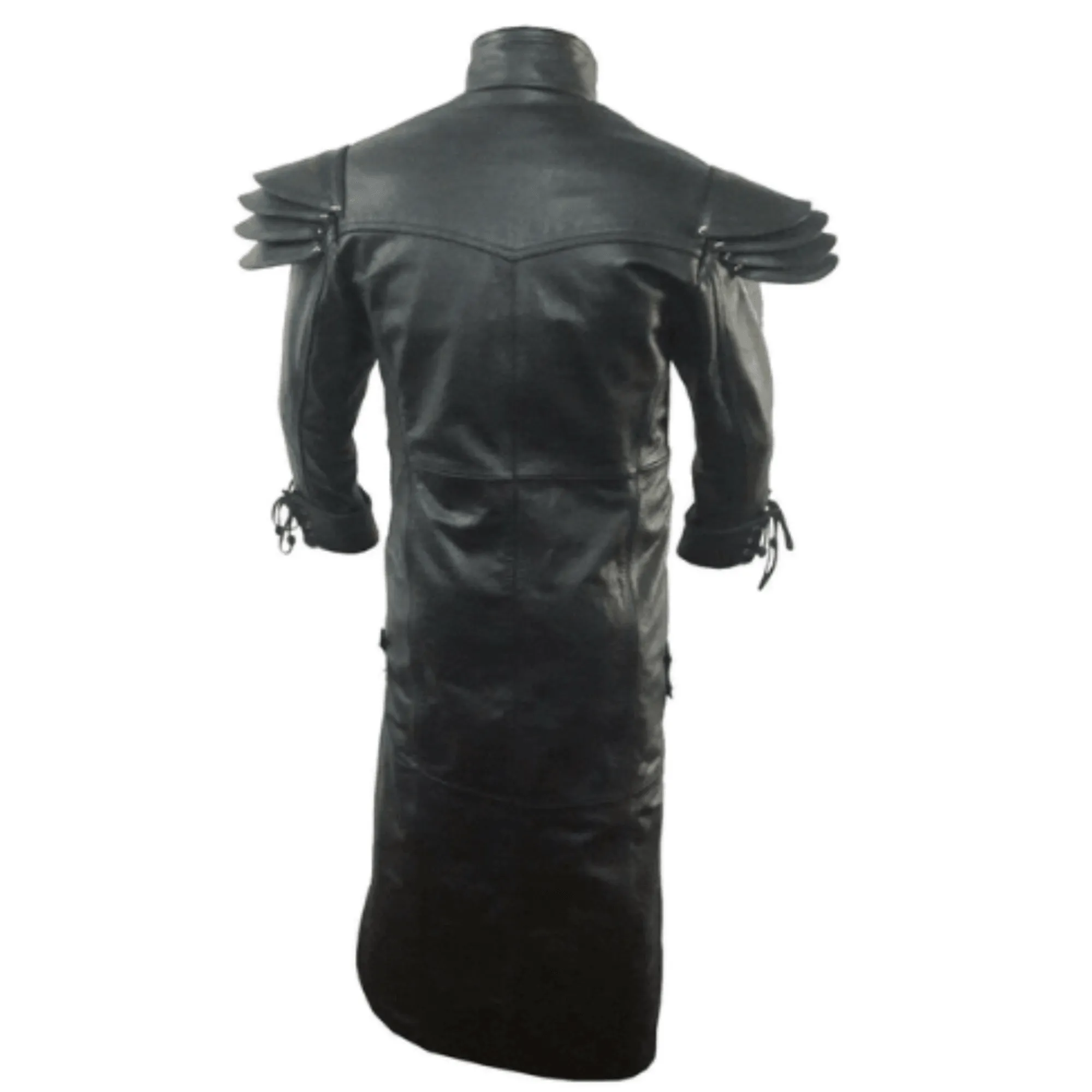 Long Black Leather Coat for Men