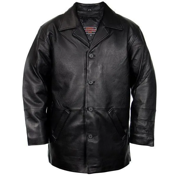 Lucky Leather 960C Men's Black Cowhide Leather Car Coat