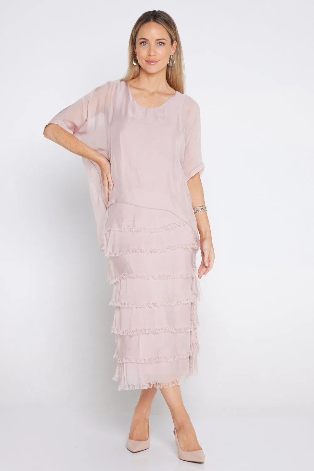 Margo Silk Dress - Blush Pink