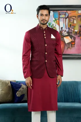 Maroon Rawsilk  Ethnic Vest