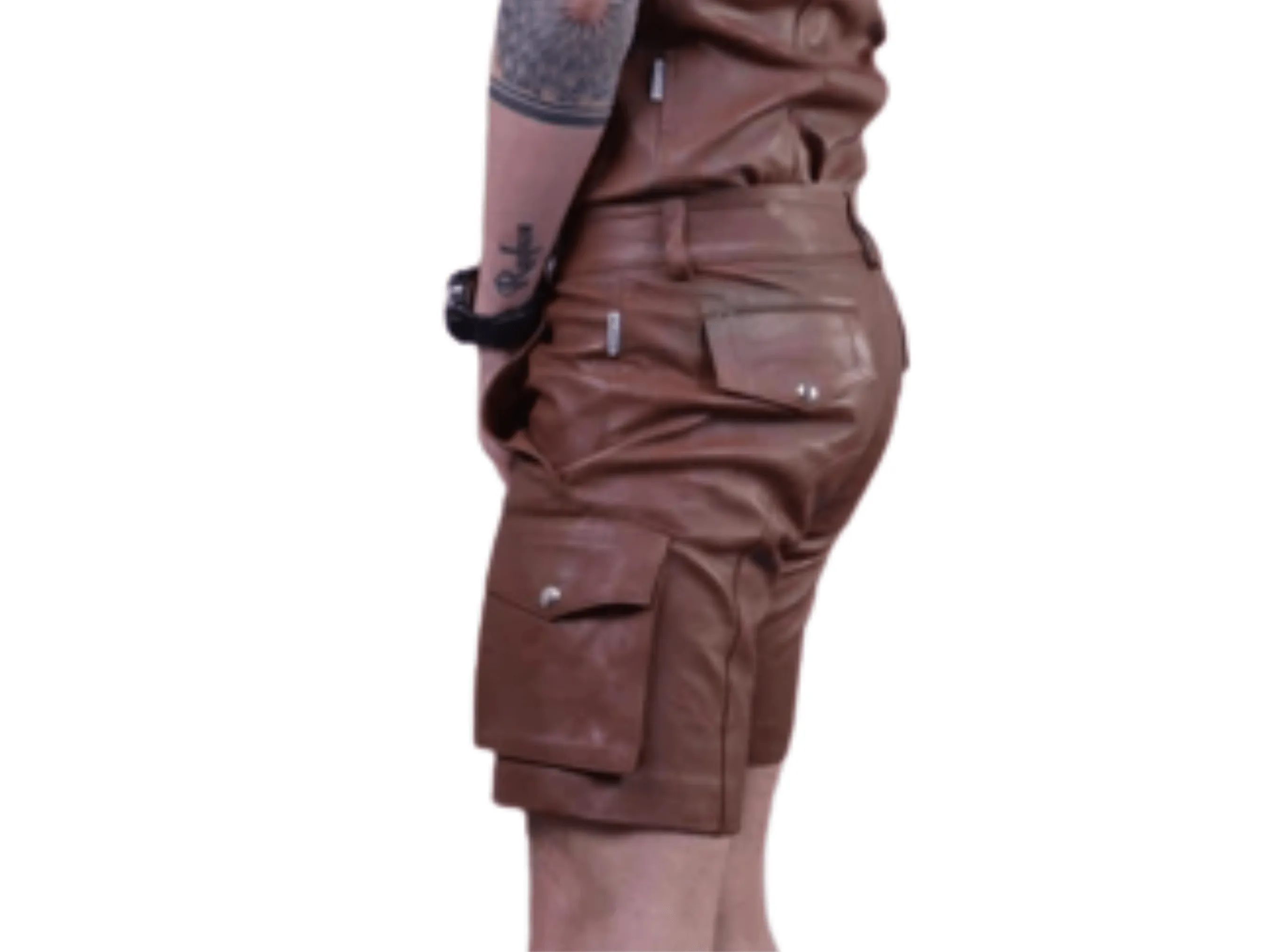 Mens Brown Leather Shorts