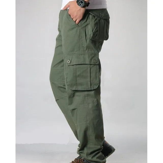 Men's Cargo Pants Mens Casual Multi Pockets Military Tactical Pants Men Outwear Army Straight slacks Long Trousers Large size 44