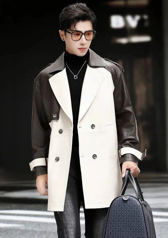 Men's Genuine Sheepskin Leather Trenchcoat