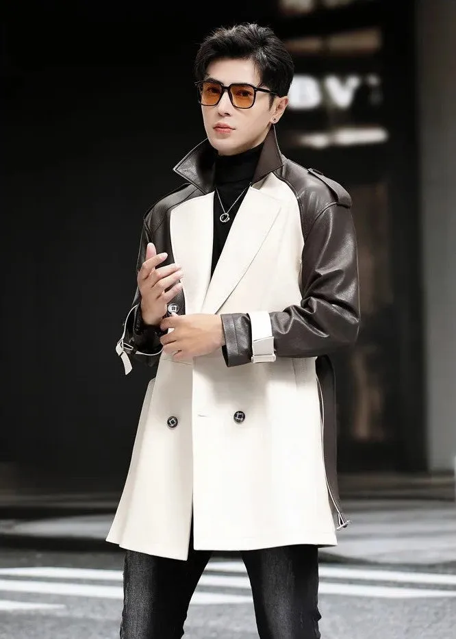 Men's Genuine Sheepskin Leather Trenchcoat