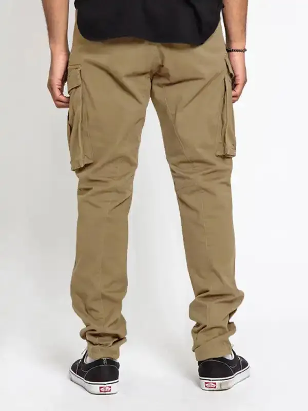 Men’s Solid Color Multi-Pocket Casual Cargo Pants