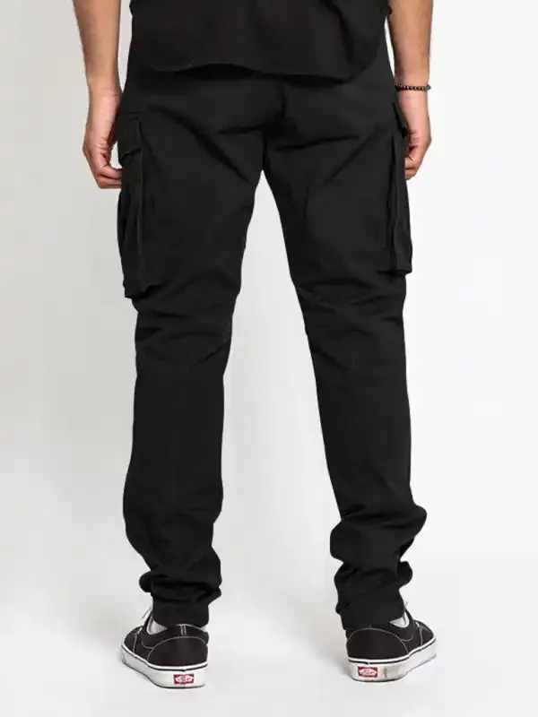 Men’s Solid Color Multi-Pocket Casual Cargo Pants