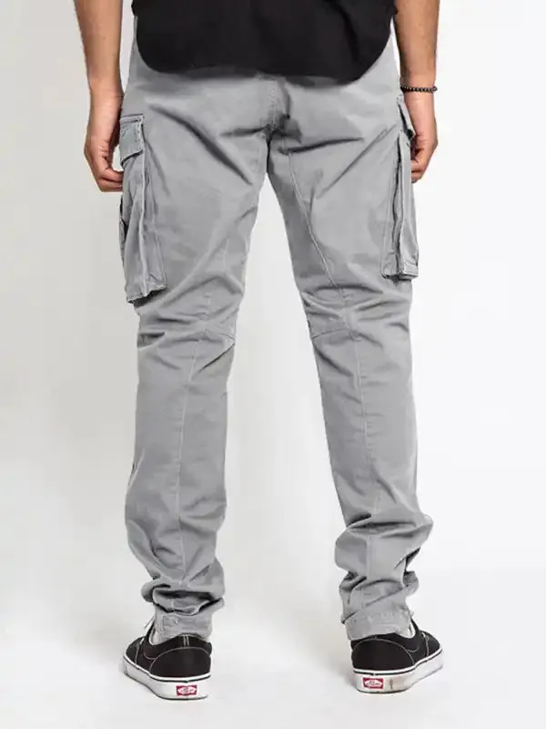 Men’s Solid Color Multi-Pocket Casual Cargo Pants