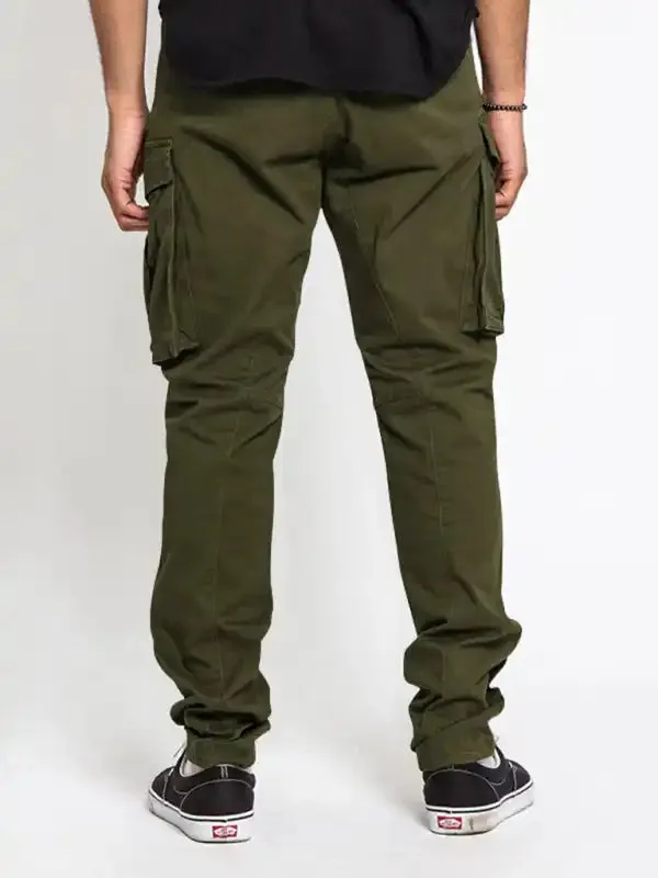 Men’s Solid Color Multi-Pocket Casual Cargo Pants