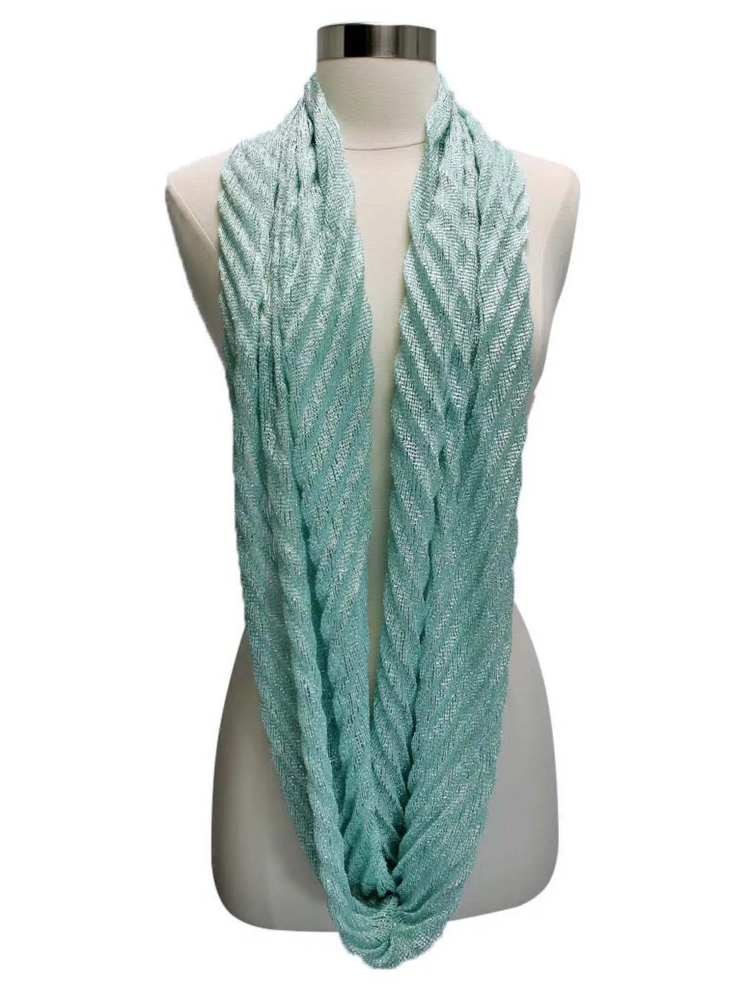 Metallic Pleated Circular Infinity Scarf