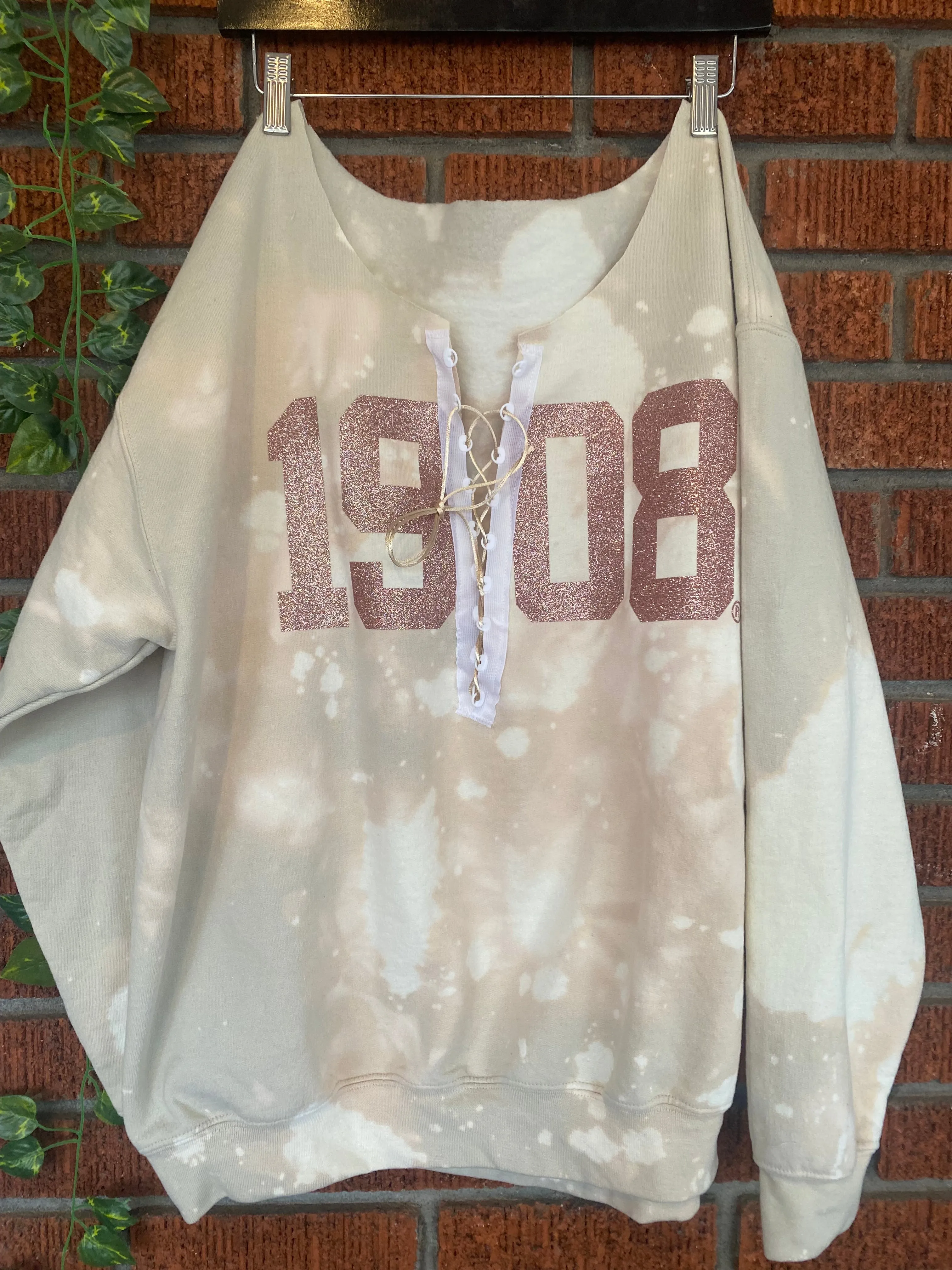 Molly Moon-Marilyn Lace Up Glitter Me Cream Sweatshirt