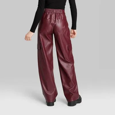 New - Wild Fable Women's High Rise Straight Leg Classic Faux Leather Pants