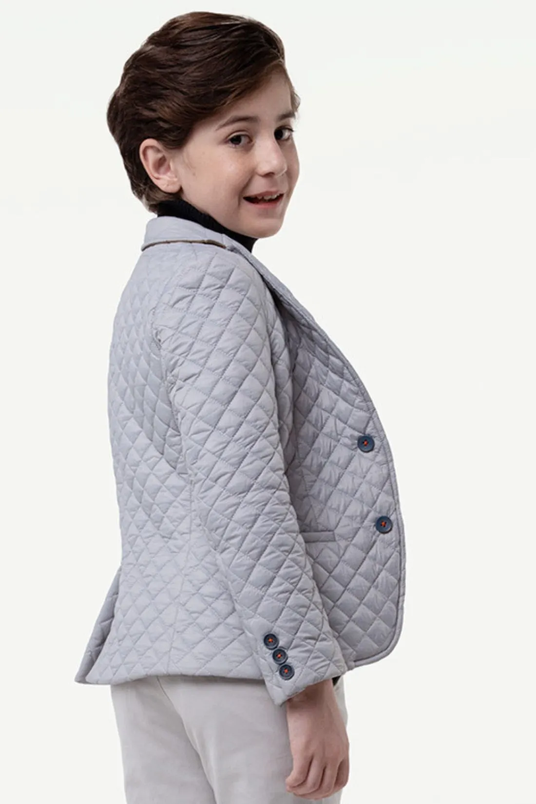 One Friday Kids Boys Grey Quilted Blazer