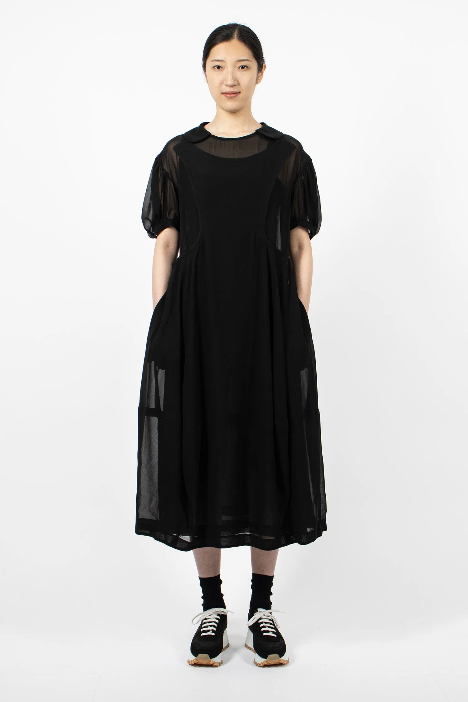 Panel Balloon Dress Black