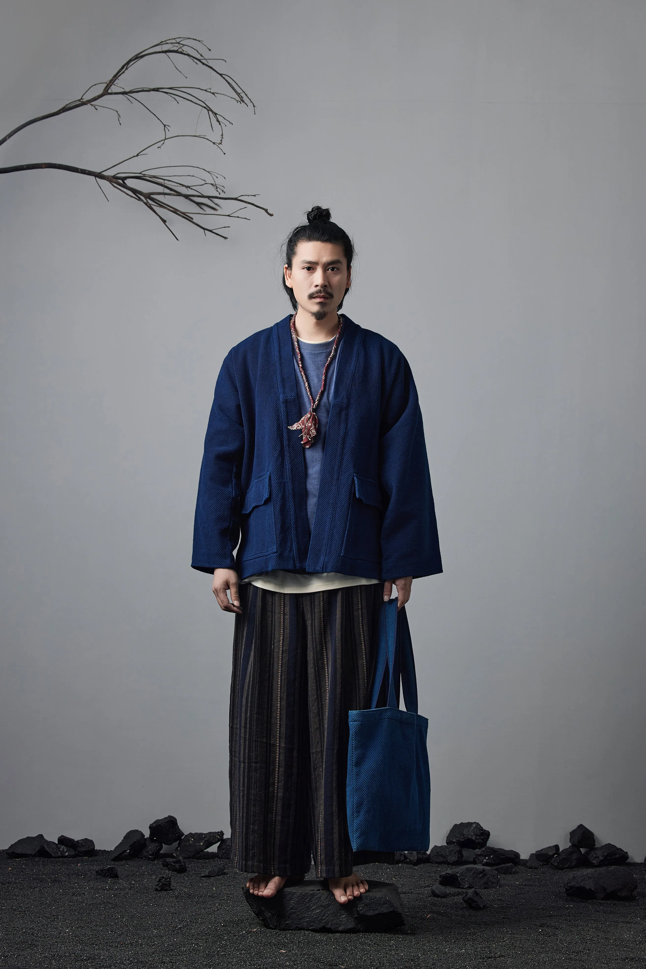 Plant Dyed Kimono Indigo Japanese Retro Robe