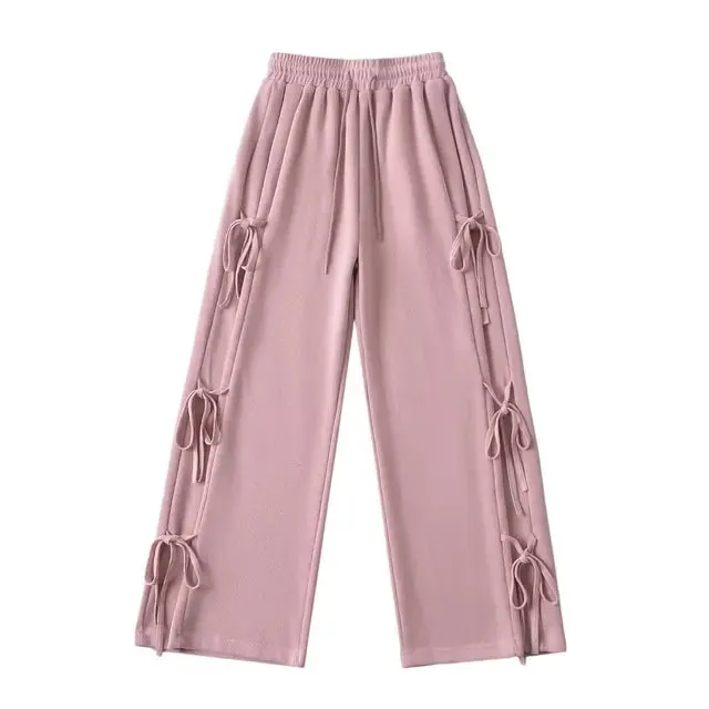 Pre Order:  Bow Tie High Elastic Waist Pants