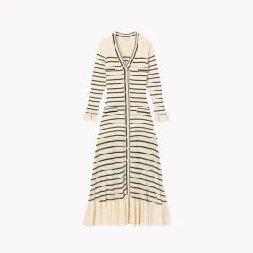 Pre Order:  Striped V Neck Knit Midi Dress