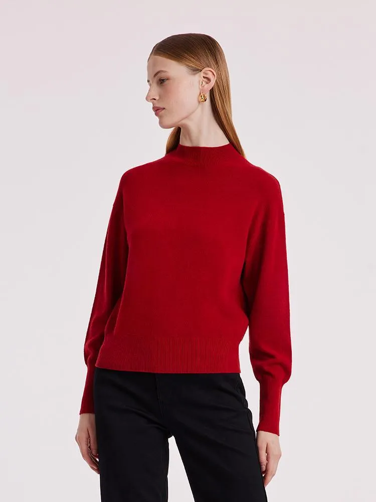 Pure Wool Mock Neck Women Sweater