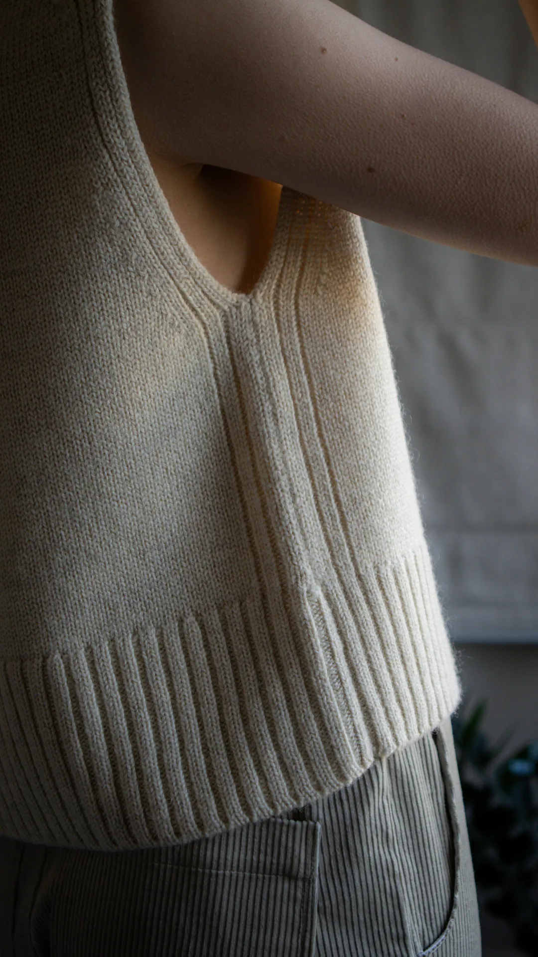 Raye Ecru Knitted Vest by Elwin