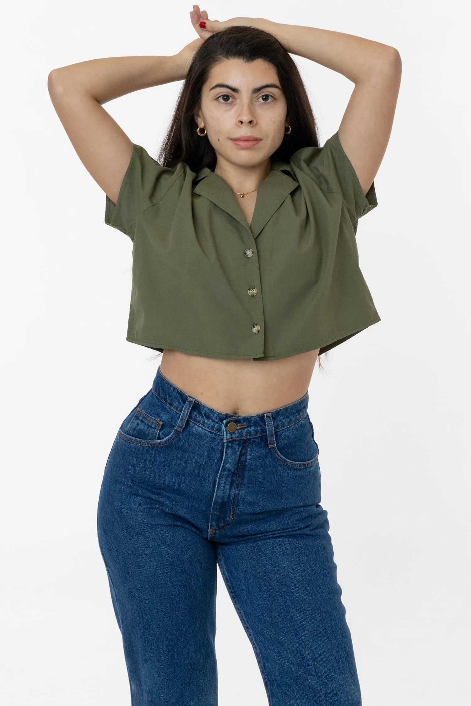 RCP315GD - Boxy Cropped Camp Collar Shirt