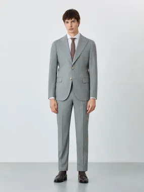 Slim Fit Suit In Wool-elastane Blend With Stripes