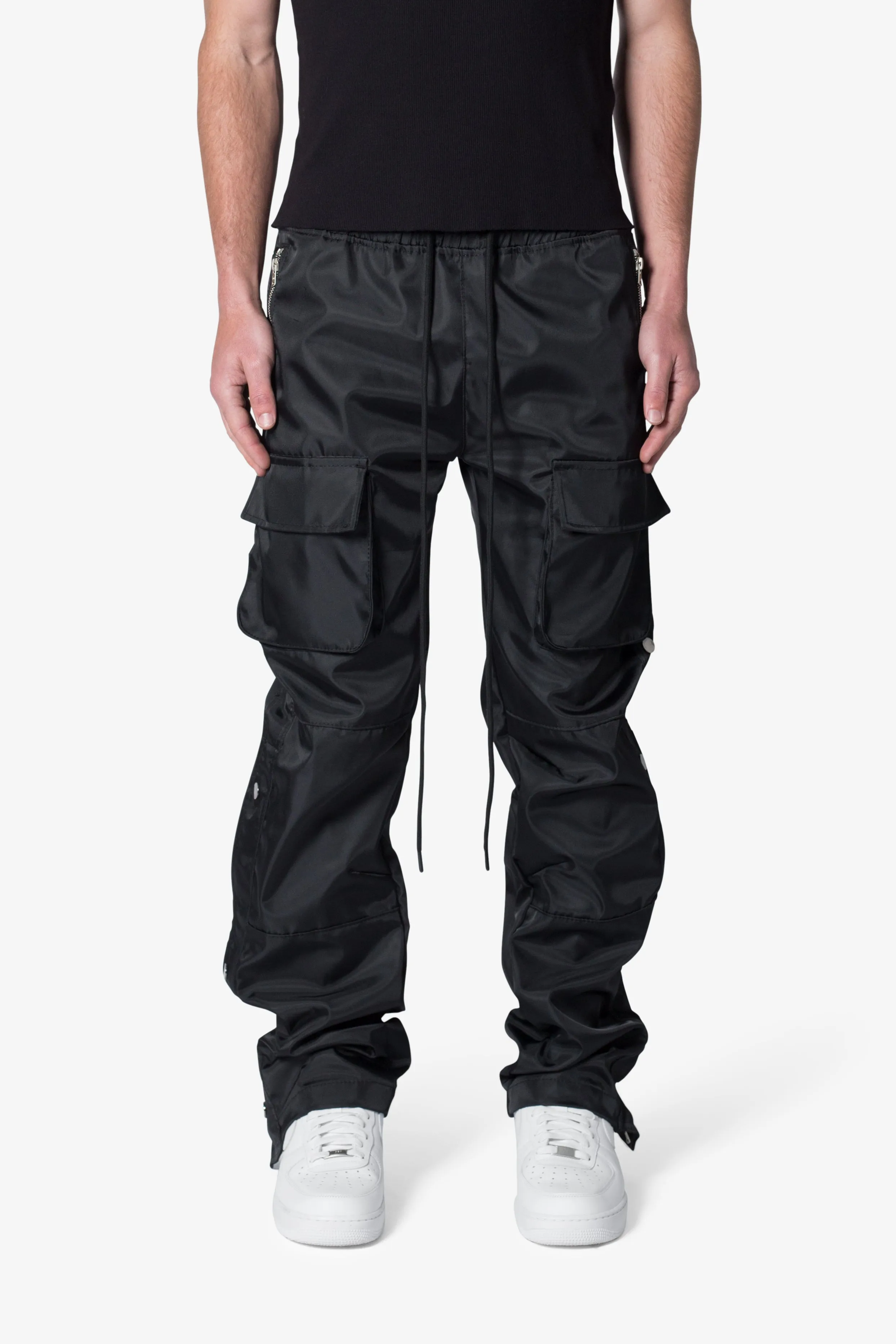 Snap Front Cargo Pants - Black