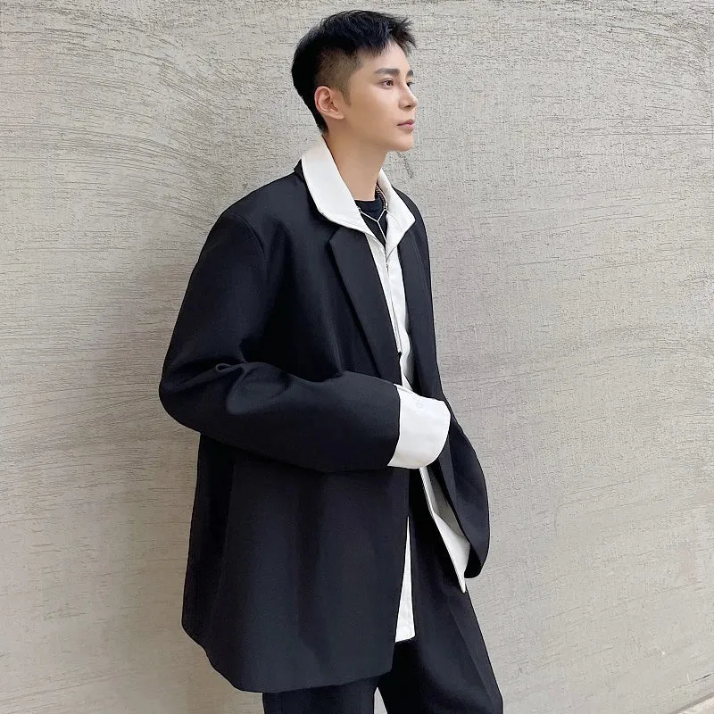 Spring Men's Blazer Turn-down Collar Korean Style New Fashion Male Long Sleeve Metal Design Male Suit Jacket 2023 9Y9332