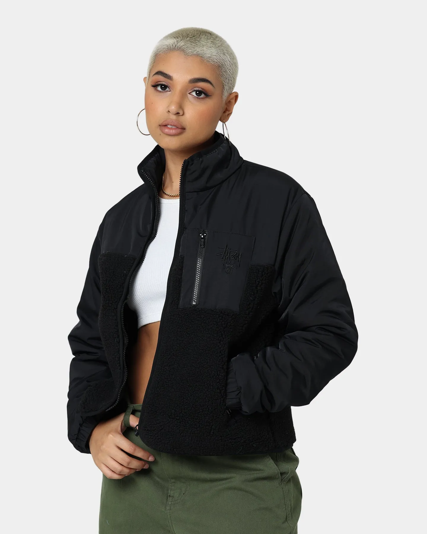 Stussy Women's Fairway Sherpa Jacket Black