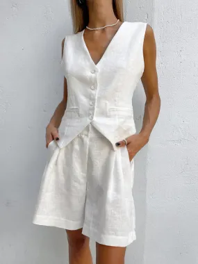 Summer Casual Sleeveless Vest and Shorts  Set